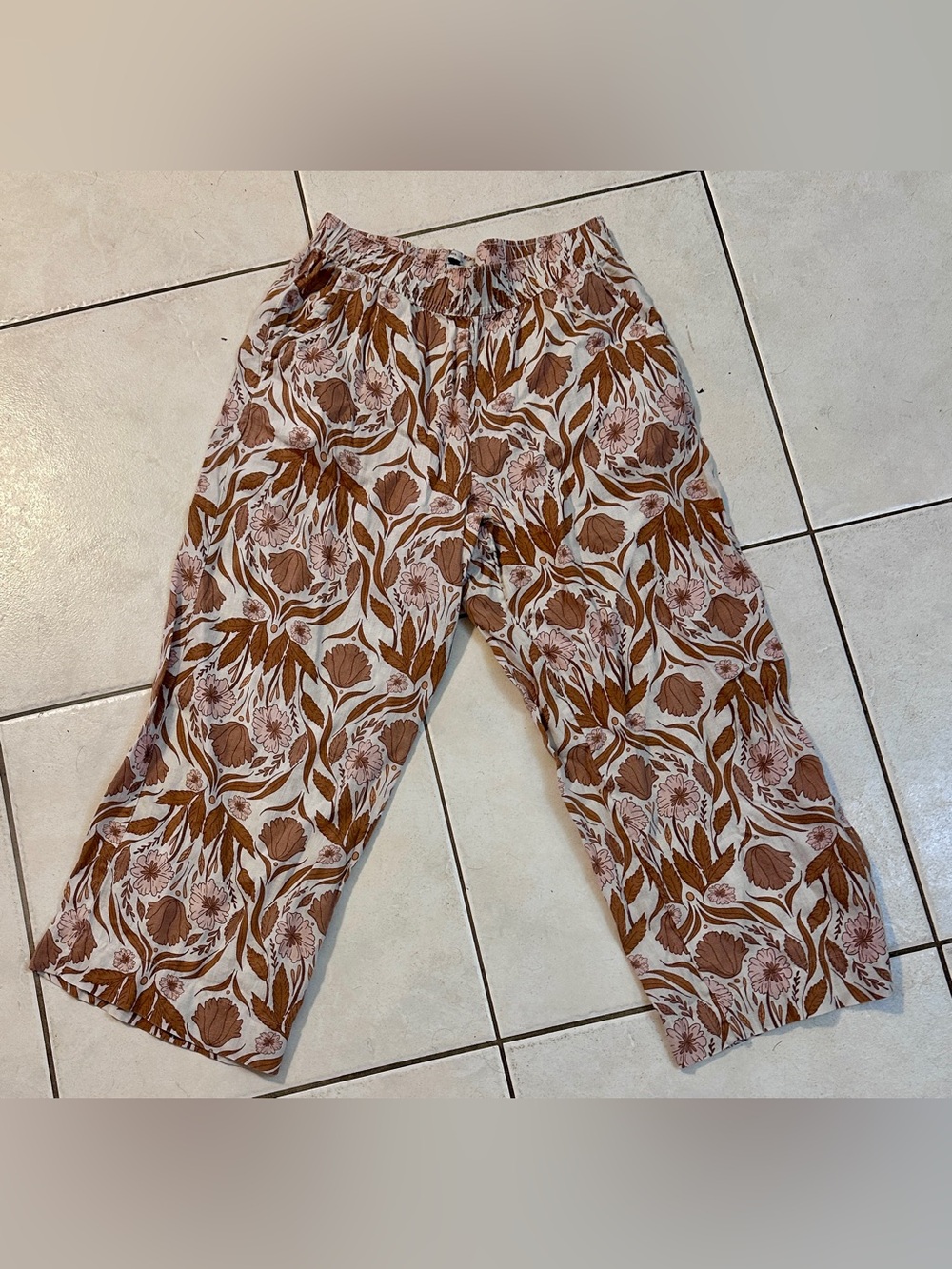 Rachel Zoe 100% Linen Botanical Wide Leg Pants Size M Boho Resortwear - Picture 3 of 8